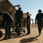 Film crew working on a movie set