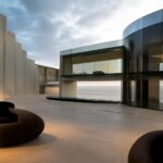 Tony Stark's mansion with a futuristic design